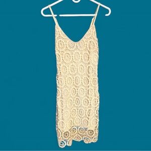 Jack by BB Dakota Ivory Crochet Mini Dress Size 6 (Small) Boho Cottagecore Bride